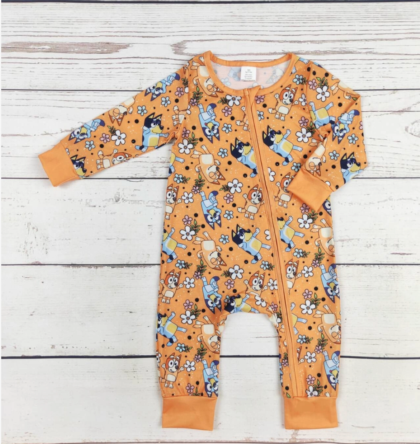 PREORDER baby girl flower bluey print zip sleeper