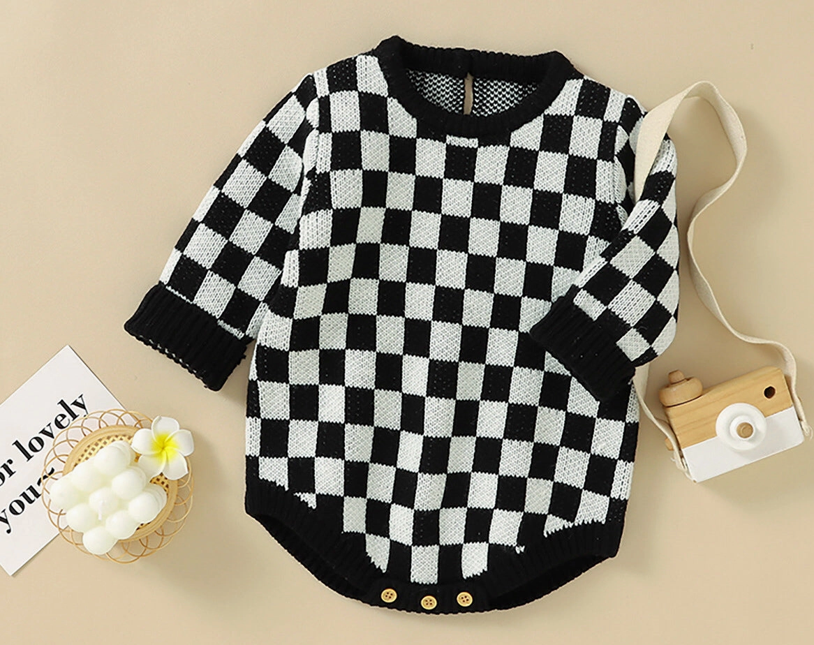 PREORDER checkerboard knit bodysuit