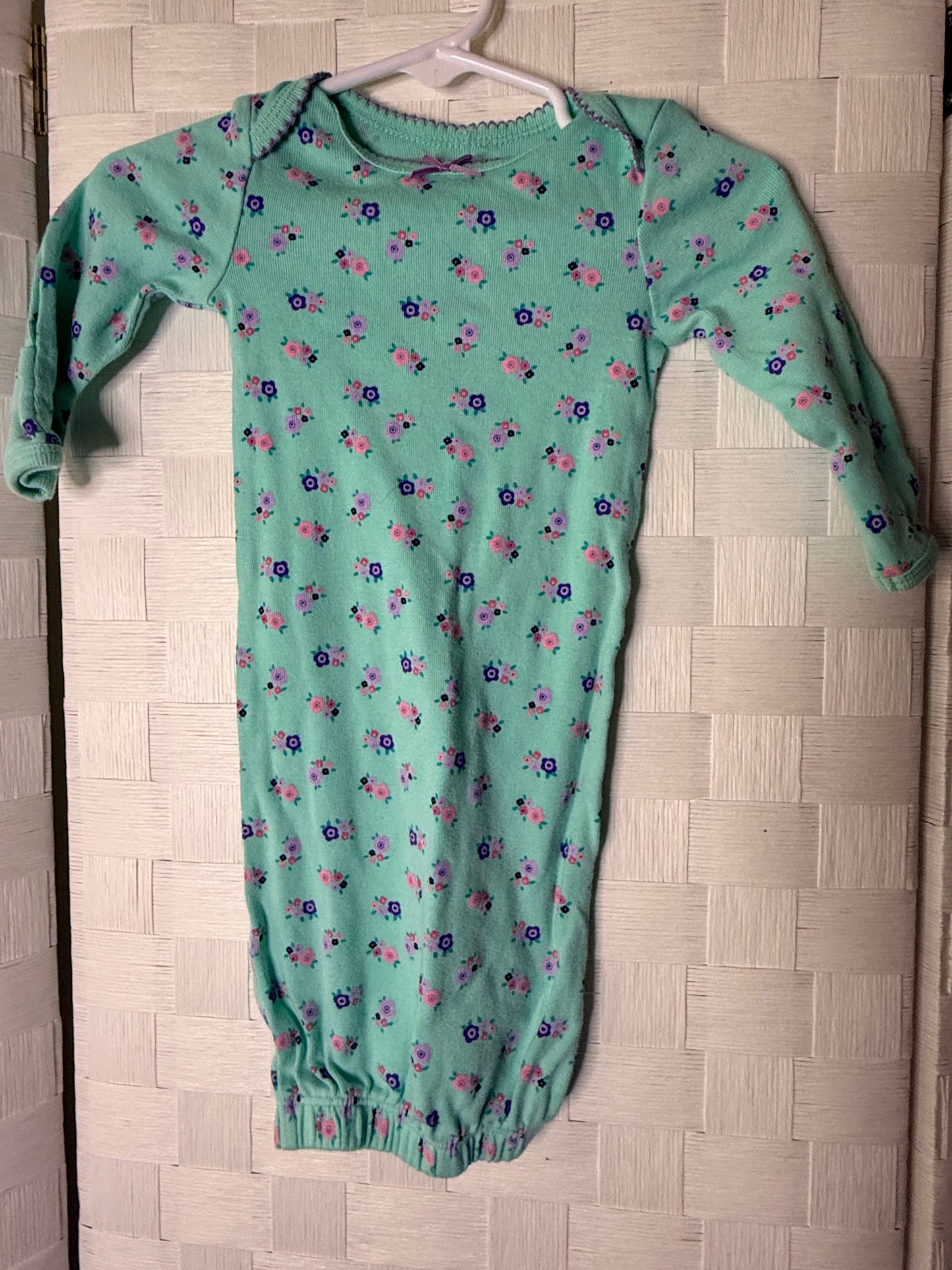 New Born Green Flower Print Sleep Sack