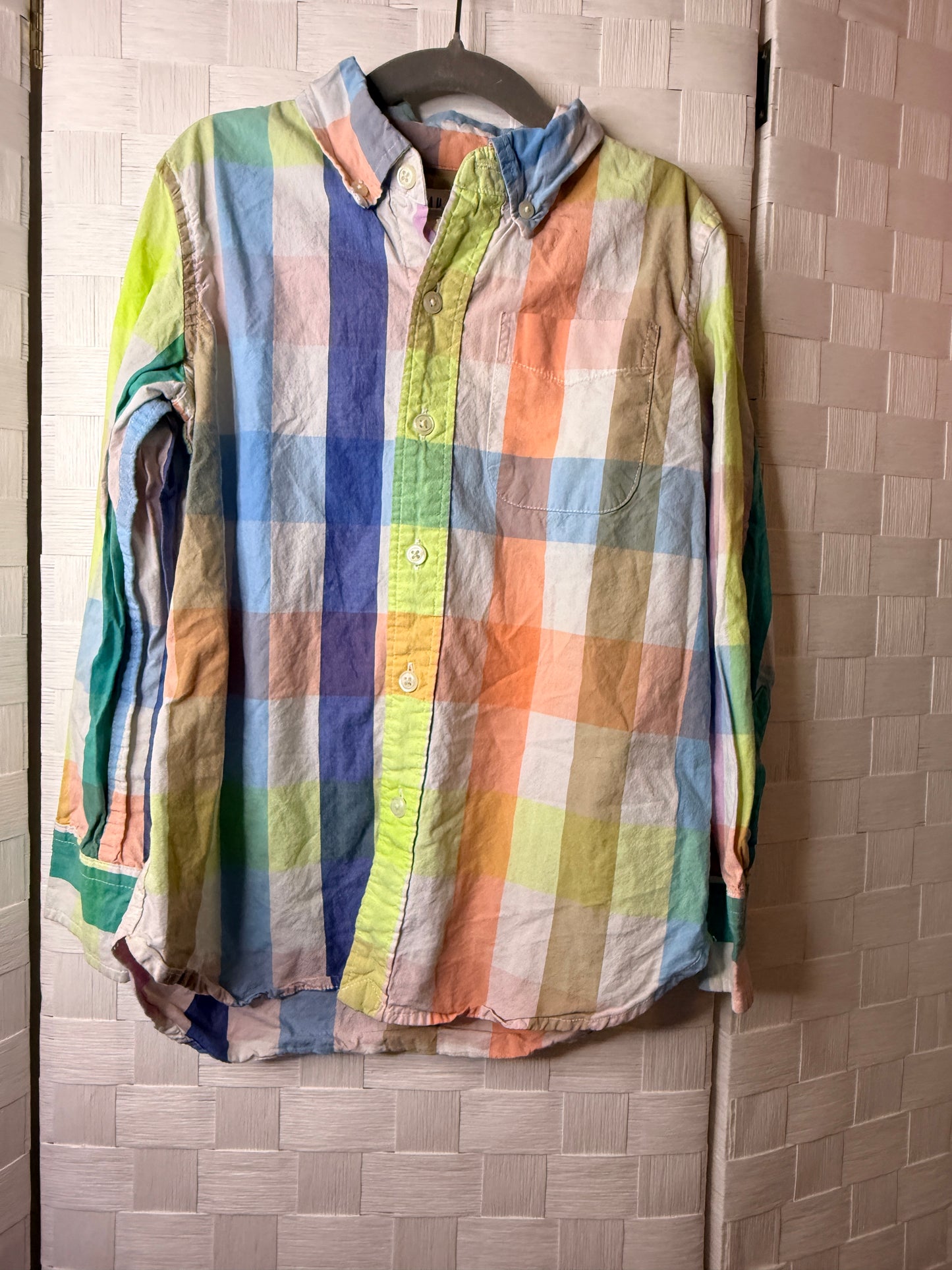 6-7 Pastel Multicolor button down long sleeve shirt