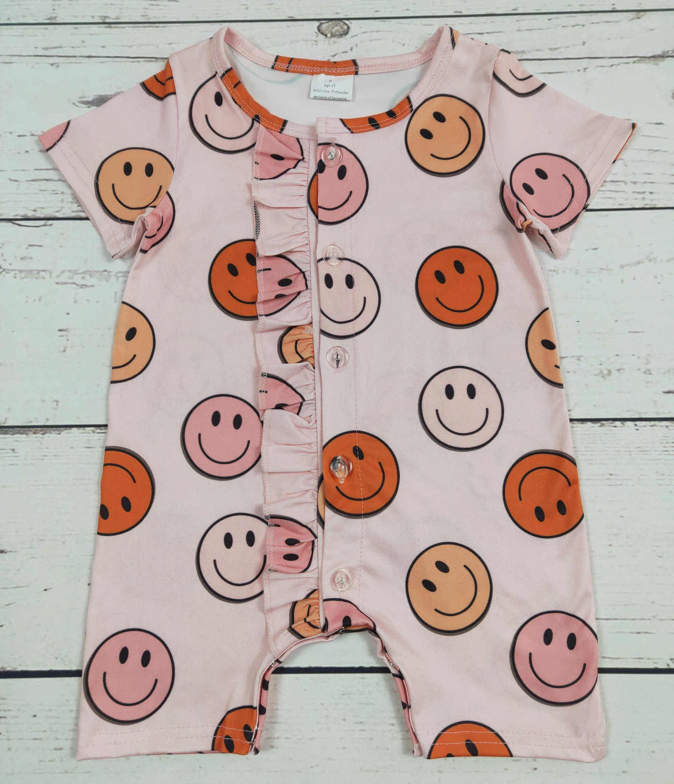 Baby PREORDER Smile Button Romper