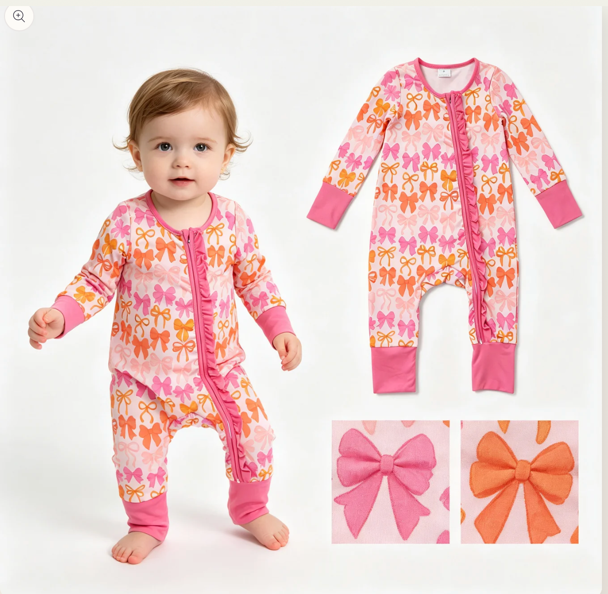 Everyday wear PREORDER Pink Bow Two way Zip Romper
