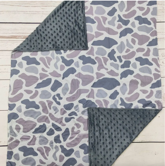 Baby PREORDER Gray Camouflauge Blanket
