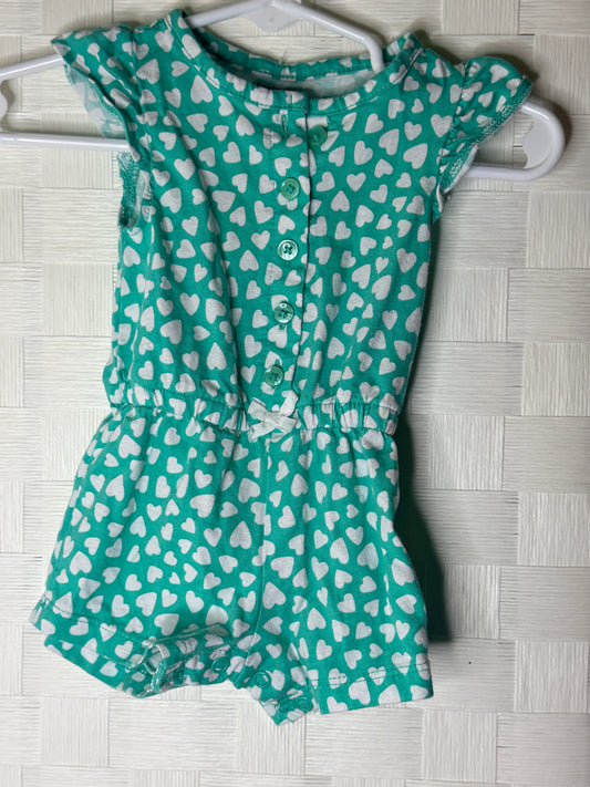 3M Green romper with hearts