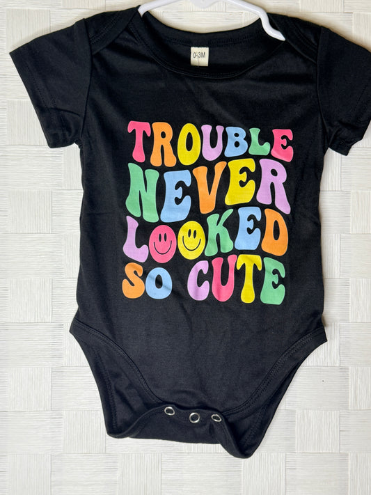0-3 Black Onesie Trouble Never Looked So Cute