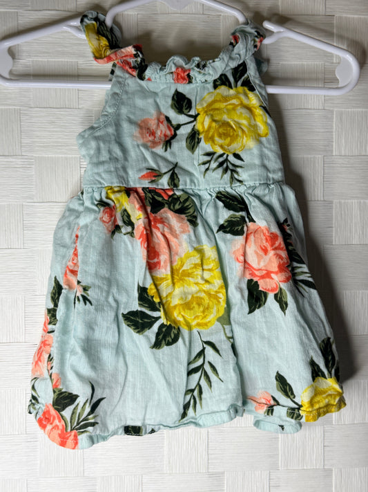 0-3M Light Blue Flower Print Dress
