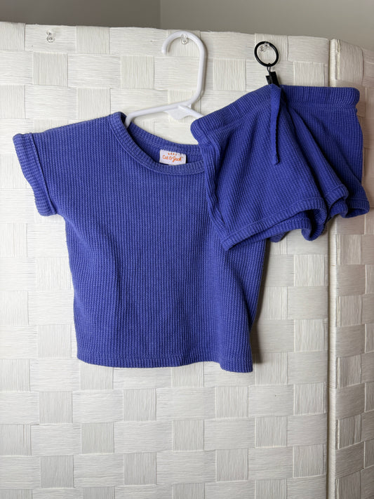 0-3M Blue Waffle Short Set