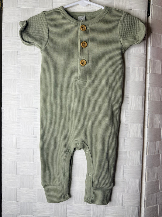 3-6M Light Green Waffle Romper