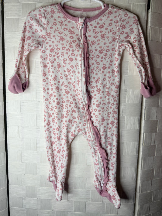 3-6M White and Pink Flower Print Set