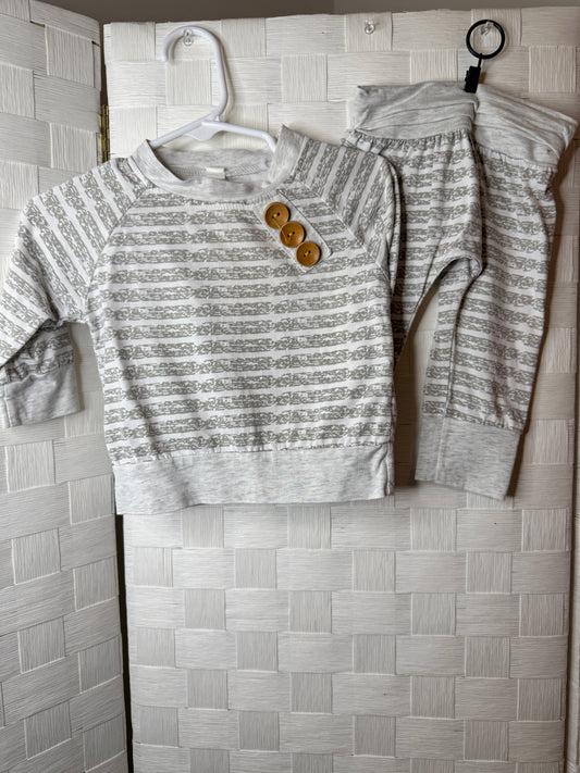 6-12M Light Gray Striped Set