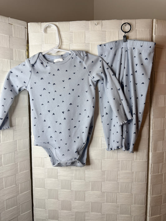 9M Light Blue with Heart Outfit