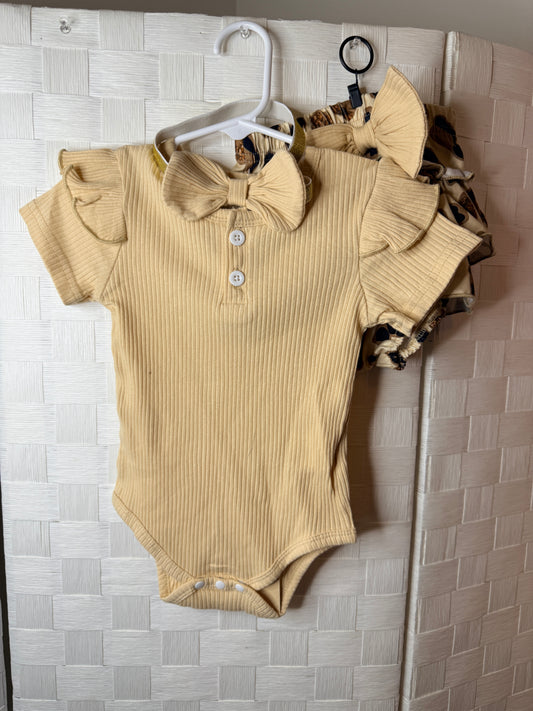 9-12M Tan Short Sleeve Shirt with Cheetah Print Shorts