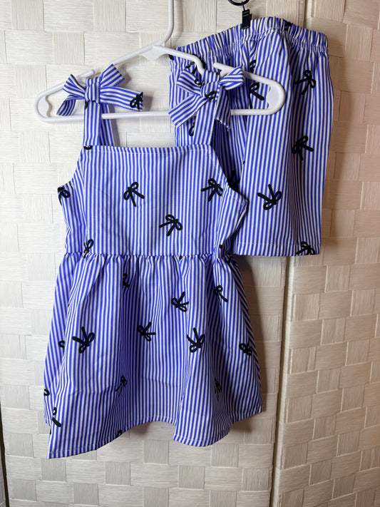 9-12M Blue dress with bows
