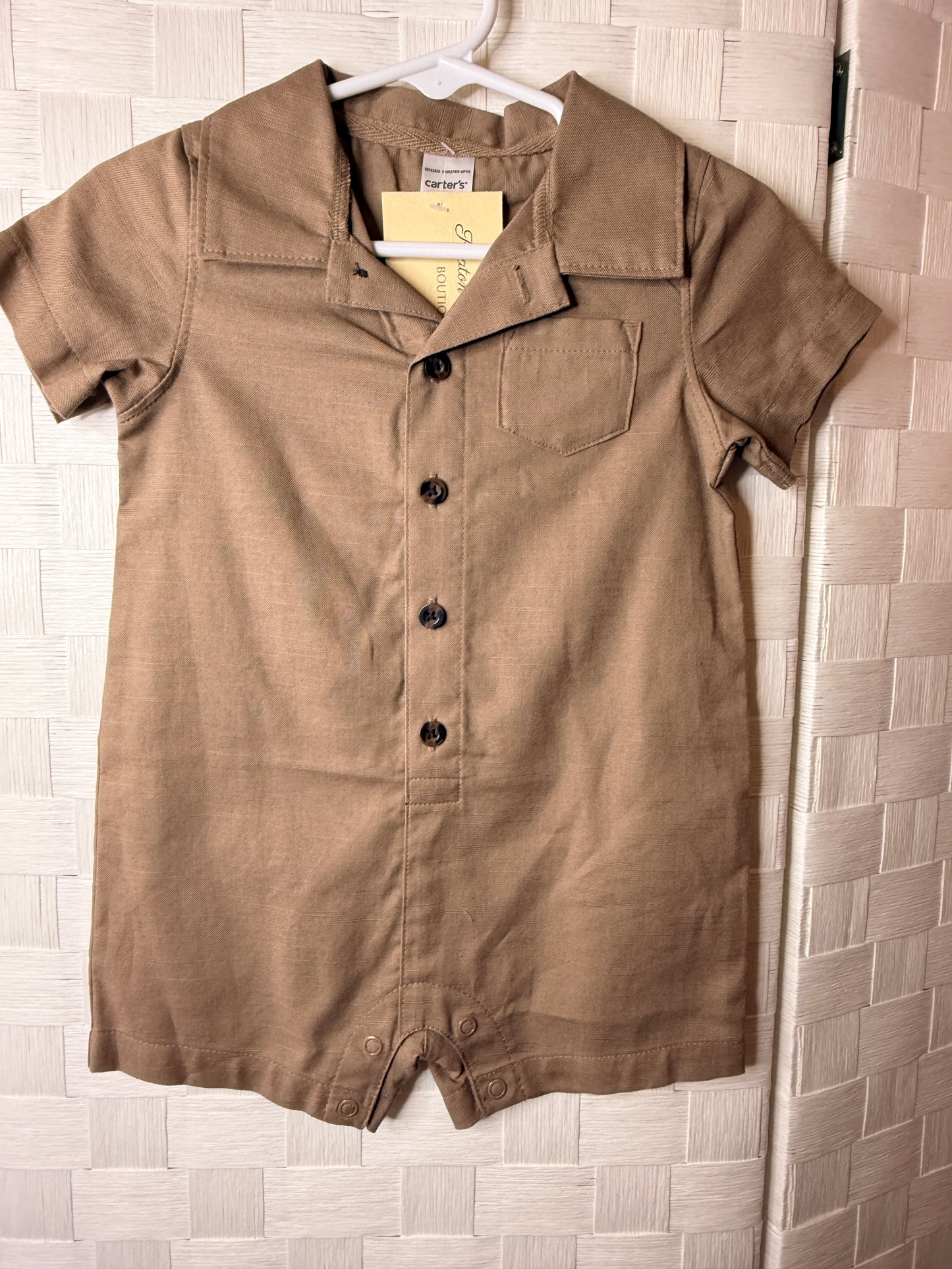 12M Brown Button down outfit