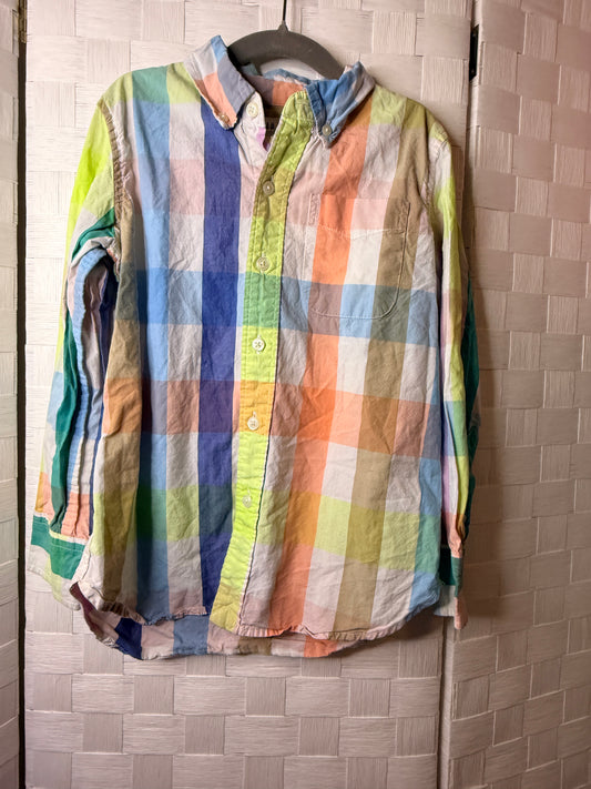 6-7 Pastel Multicolor button down long sleeve shirt