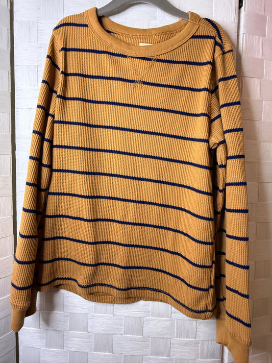 6-7 Brown with Blue stripped waggle knit long sleeve