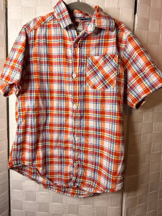 7-8 Multicolor Plaid Button down short sleeve