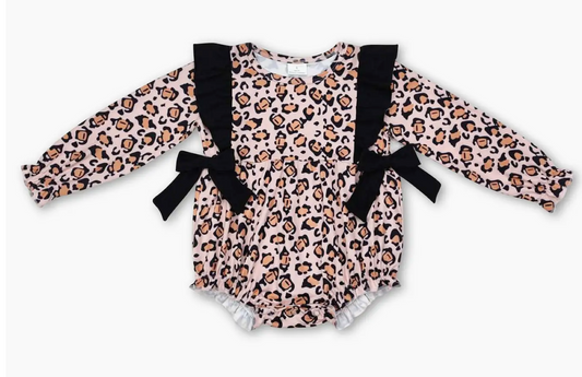 Baby PREORDER Long Sleeve Leopard Bow Romper