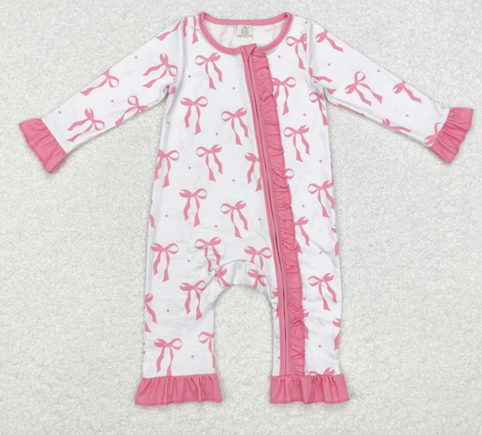 Everyday wear PREORDER Pink Bow Bamboo Romper