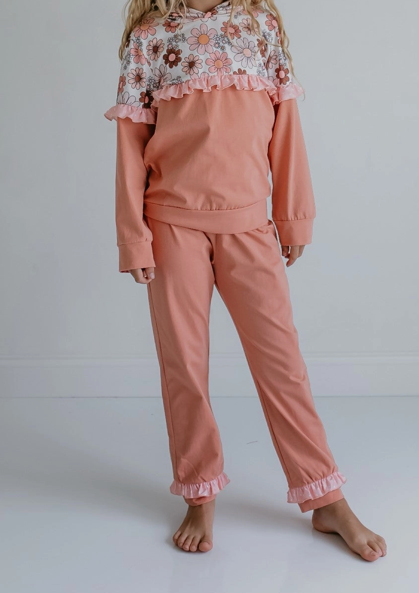 Retro Flower Hoodie Set
