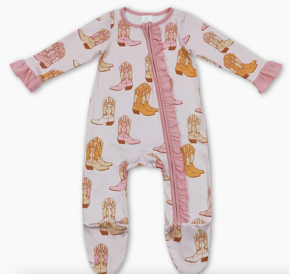 Baby PREORDER Pink Ruffle Western Zipper