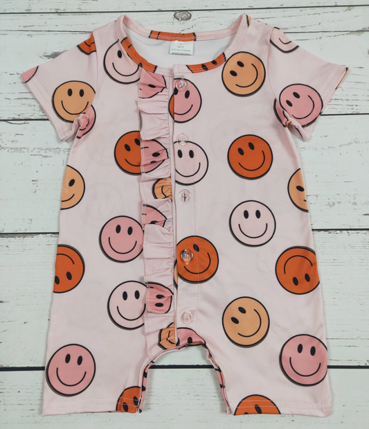 Baby PREORDER Smile Button Romper