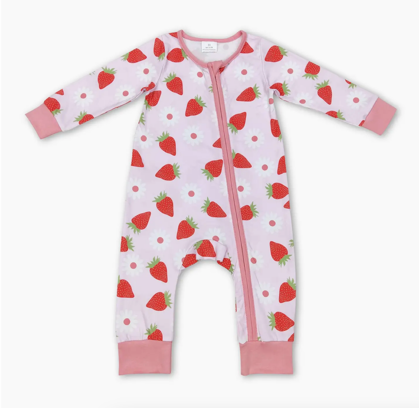PREORDER strawberry floral spring zipper romper